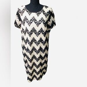 Talbots Black and White Chevron Mini Dress